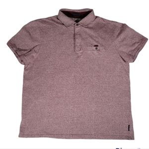 Ted Baker Polo Shirt Burgundy White Men's Short Sleeve Cotton Casual Snaps